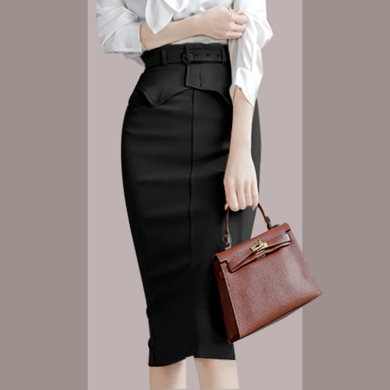 Bowknot Shirt Top Pocket Hip Skirt Professional Suit - Cruish Home