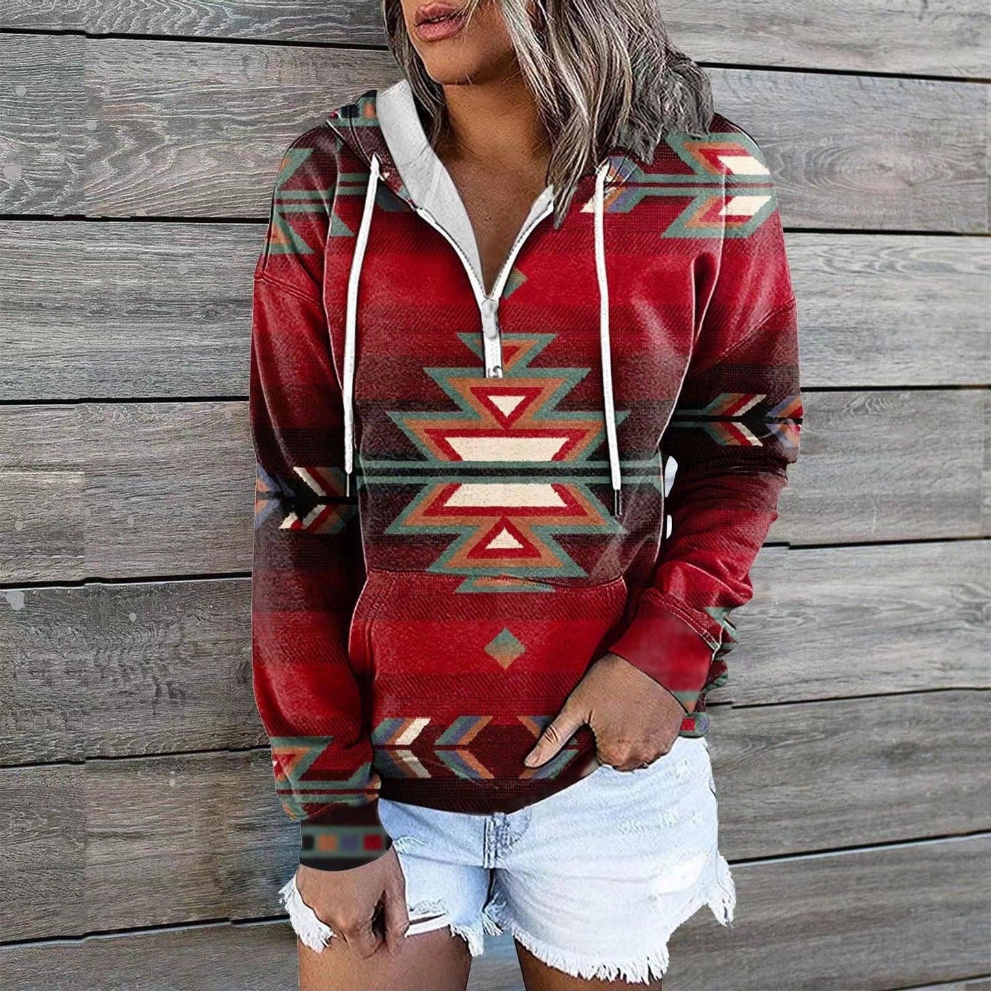 Female Ethnic Tribal Hoodie Coat - Cruish Home