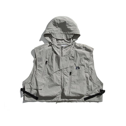 College Style Loose Hooded Windproof Fishing Vest Jacket - Cruish Home