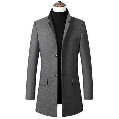 Stand Collar Woolen Woolen Coat Men's Medium Long - Cruish Home