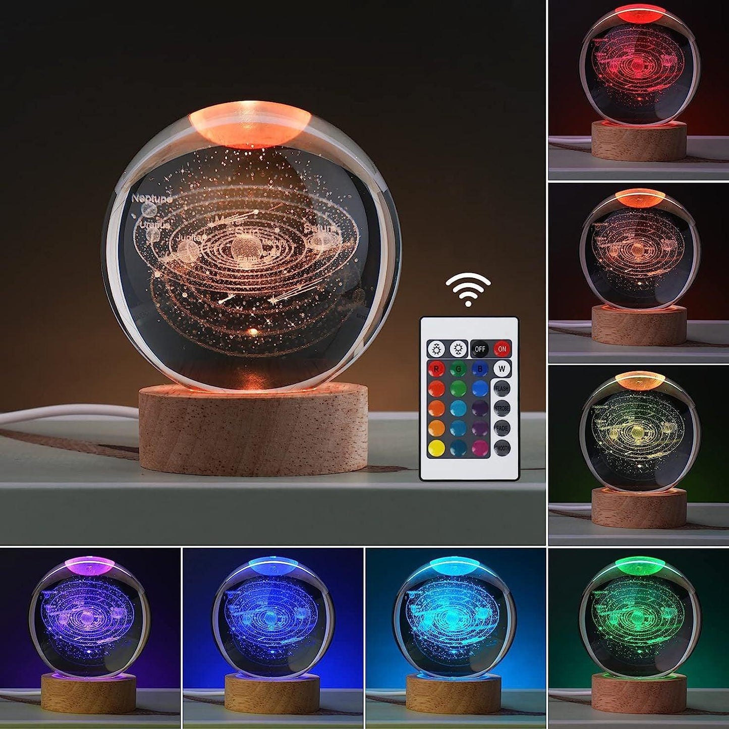 Luminous 3d Solar System Crystal Ball Desktop - Cruish Home