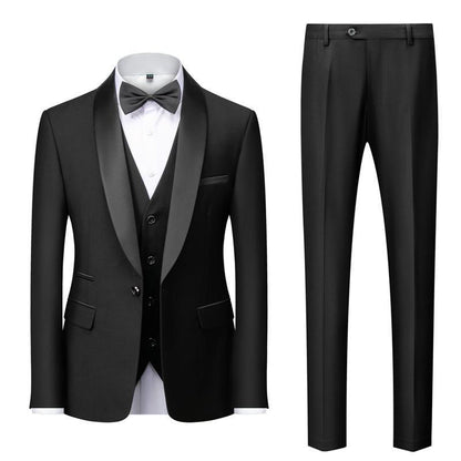 Men's Suit Set Green Fruit Collar Stage Suit Dress Host Performance Bridegroom Best Man Three-piece Suit - Cruish Home