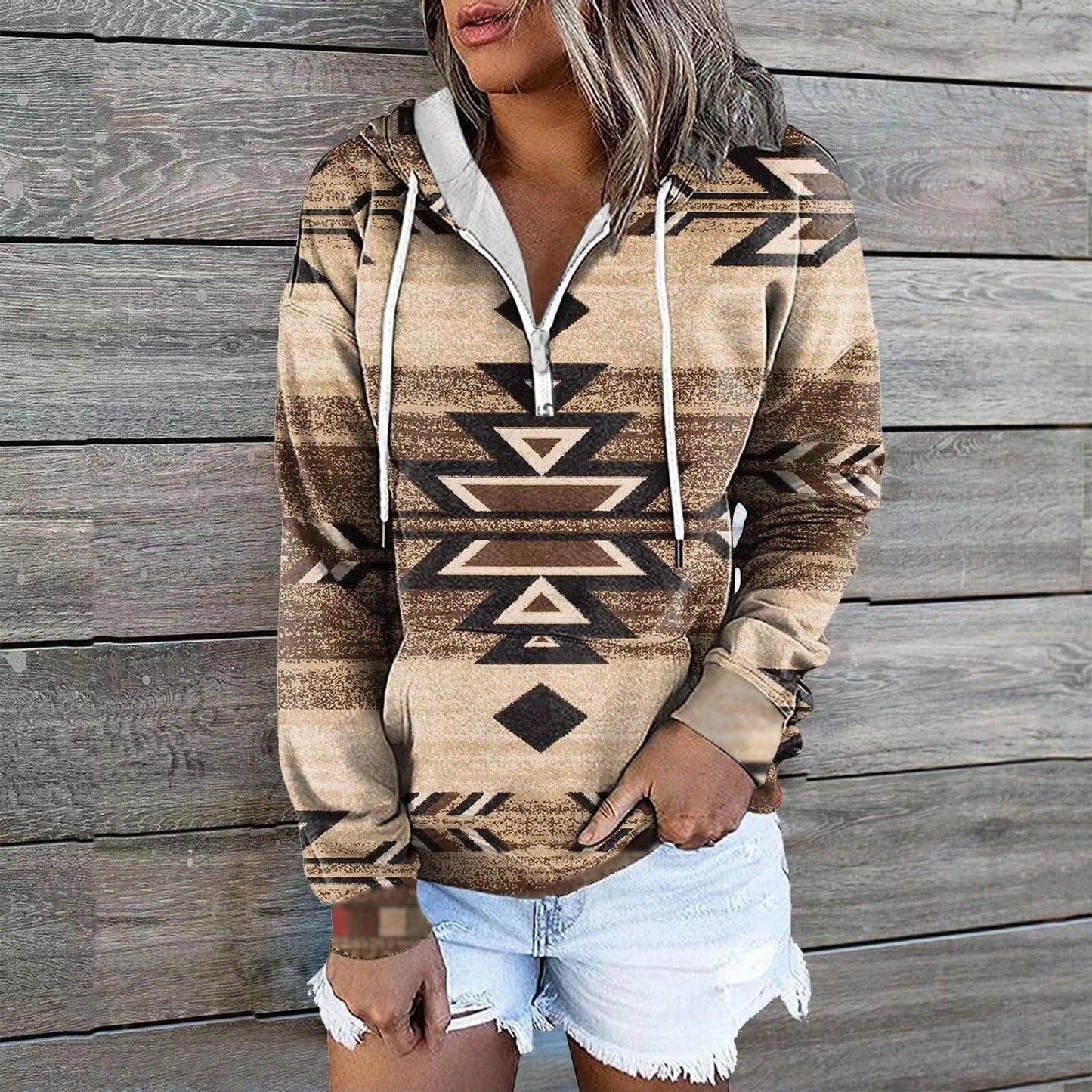 Female Ethnic Tribal Hoodie Coat - Cruish Home