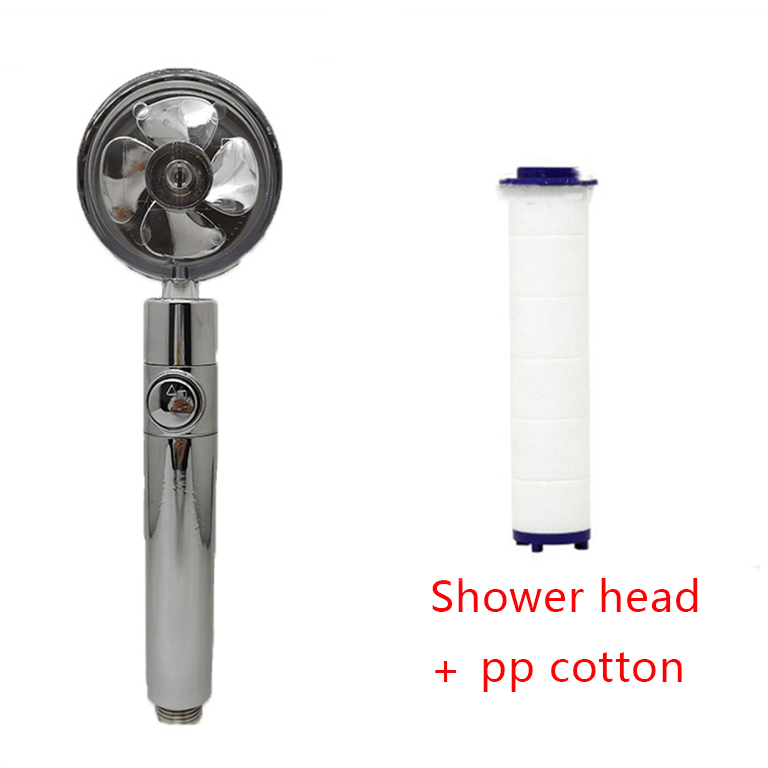 Shower Head Water Saving Flow 360 Degrees Rotating With Small Fan ABS Rain High Pressure Spray Nozzle Bathroom Accessories - Cruish Home