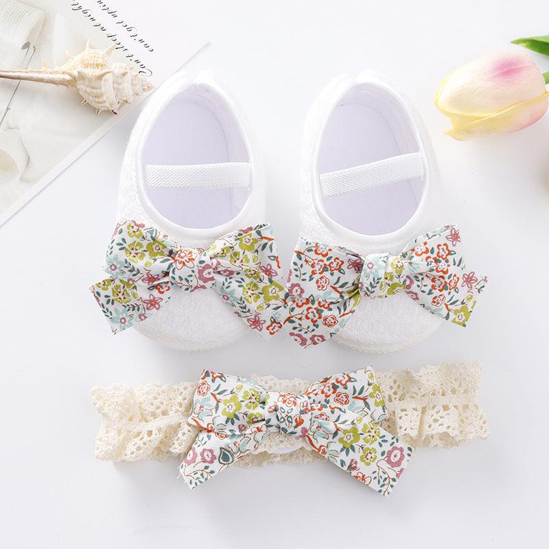 Newborn Baby 0-6-9 Months Soft Sole Toddler Shoes Hair Band Set - Cruish Home