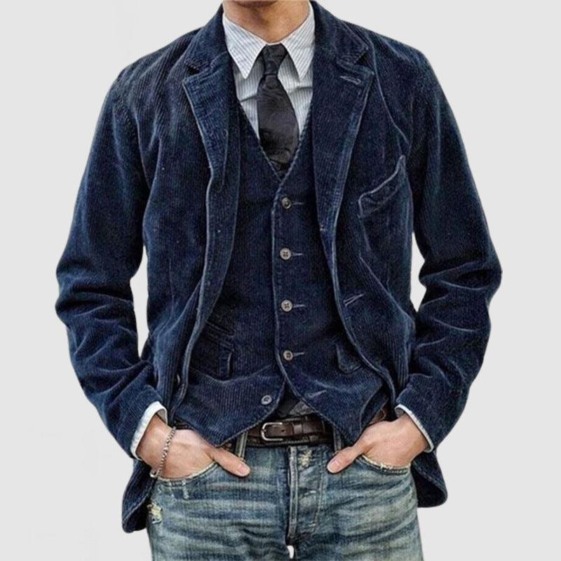 Corduroy Jacket Winter Solid Color Casual Blazer Fashion Warm Men Coat - Cruish Home