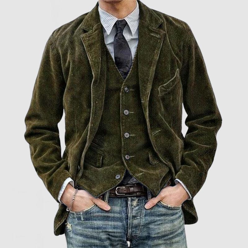 Corduroy Jacket Winter Solid Color Casual Blazer Fashion Warm Men Coat - Cruish Home