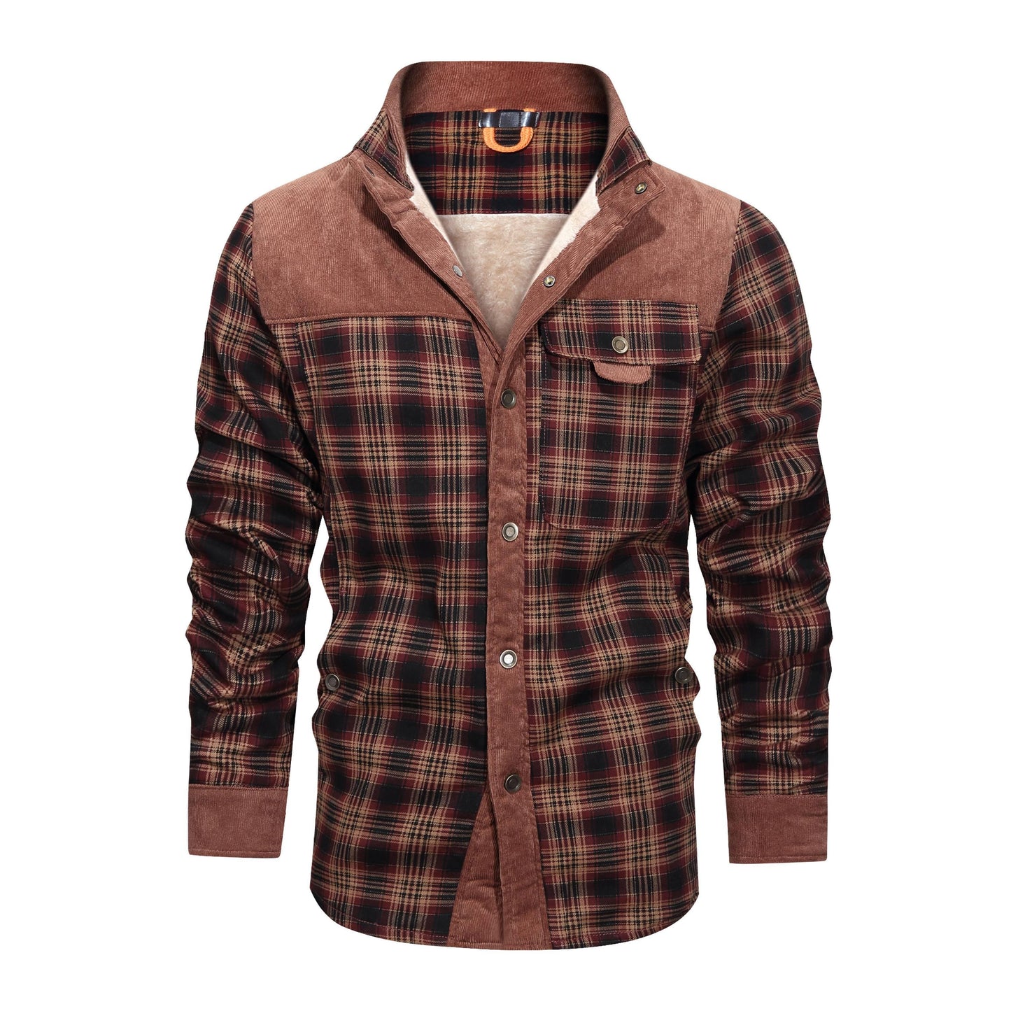 Thickened Shirt Jacket With Classic Plaid Fuzzy Fleece Lining Inside Design - Cruish Home