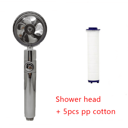 Shower Head Water Saving Flow 360 Degrees Rotating With Small Fan ABS Rain High Pressure Spray Nozzle Bathroom Accessories - Cruish Home