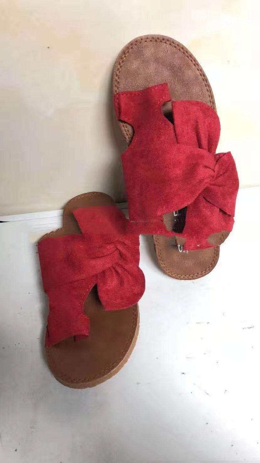 Women's Suede Bow Sandals Plus Size Beach Sandals And Slippers - Cruish Home