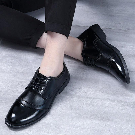 Business Formal Wear British Black Soft End Leather Shoes Men - Cruish Home