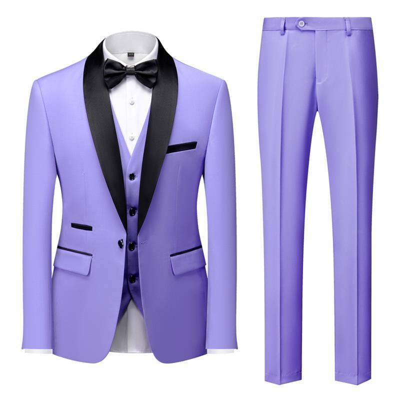 Men's Suit Set Green Fruit Collar Stage Suit Dress Host Performance Bridegroom Best Man Three-piece Suit - Cruish Home