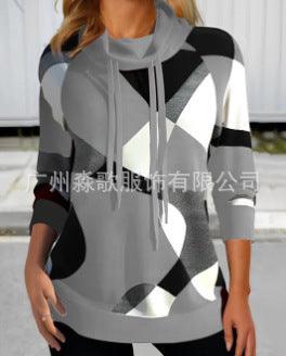 Women's Fashion Printing Turtleneck Sweater - Cruish Home