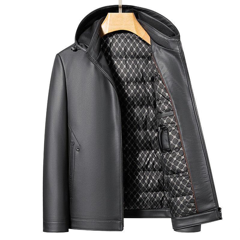 Fashion Personality Leather Down Jacket Men - Cruish Home