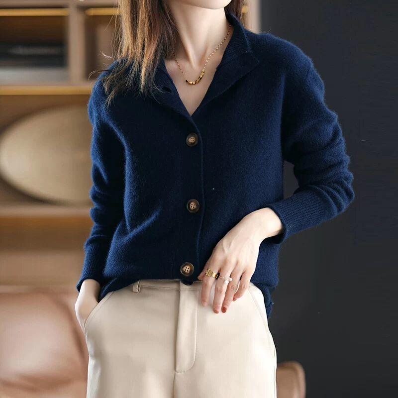 Retro Stand Collar Knitted Cardigan Loose-fitting Short Coat Women's Sweater - Cruish Home