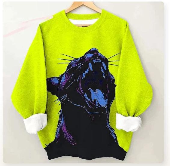 Women's Sweater Fashionable Colorful Cheetah Art Long Sleeve Printing - Cruish Home