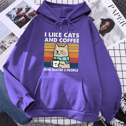 I Like Cats And Coffee Printed Women Hoody - Cruish Home