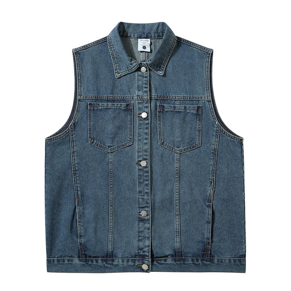 Denim Vest Man Loose All-match Casual Waistcoat Pocket Deconstruction Stitching Topstitching Waistcoat - Cruish Home