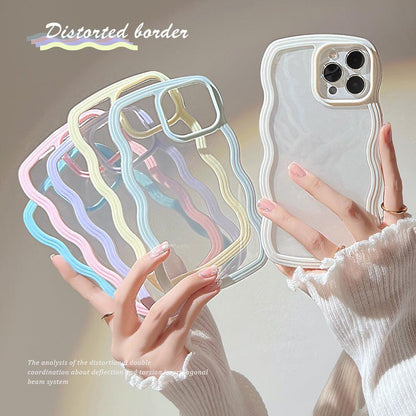 Wave Border Mobile Phone Case Solid Color Simple Candy Color - Cruish Home