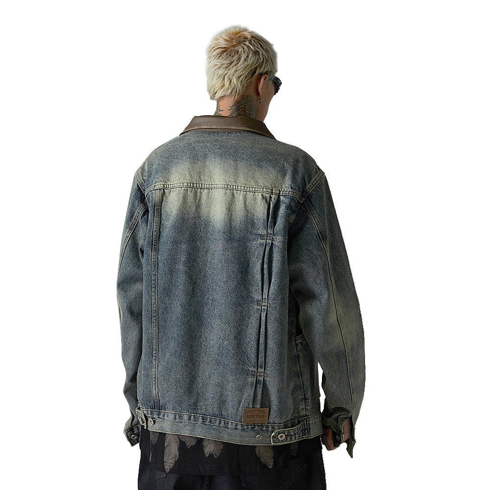 Washed And Worn Denim Jacket Men - Cruish Home