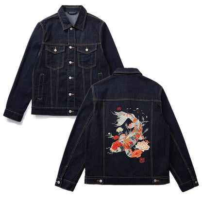 Autumn New Embroidered Koi Vintage Coat