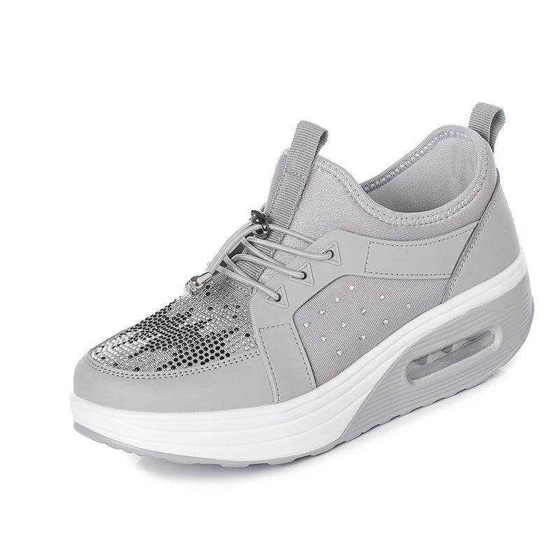 Women's Rhinestone Breathable Leisure Platform Walking Shoes - Cruish Home