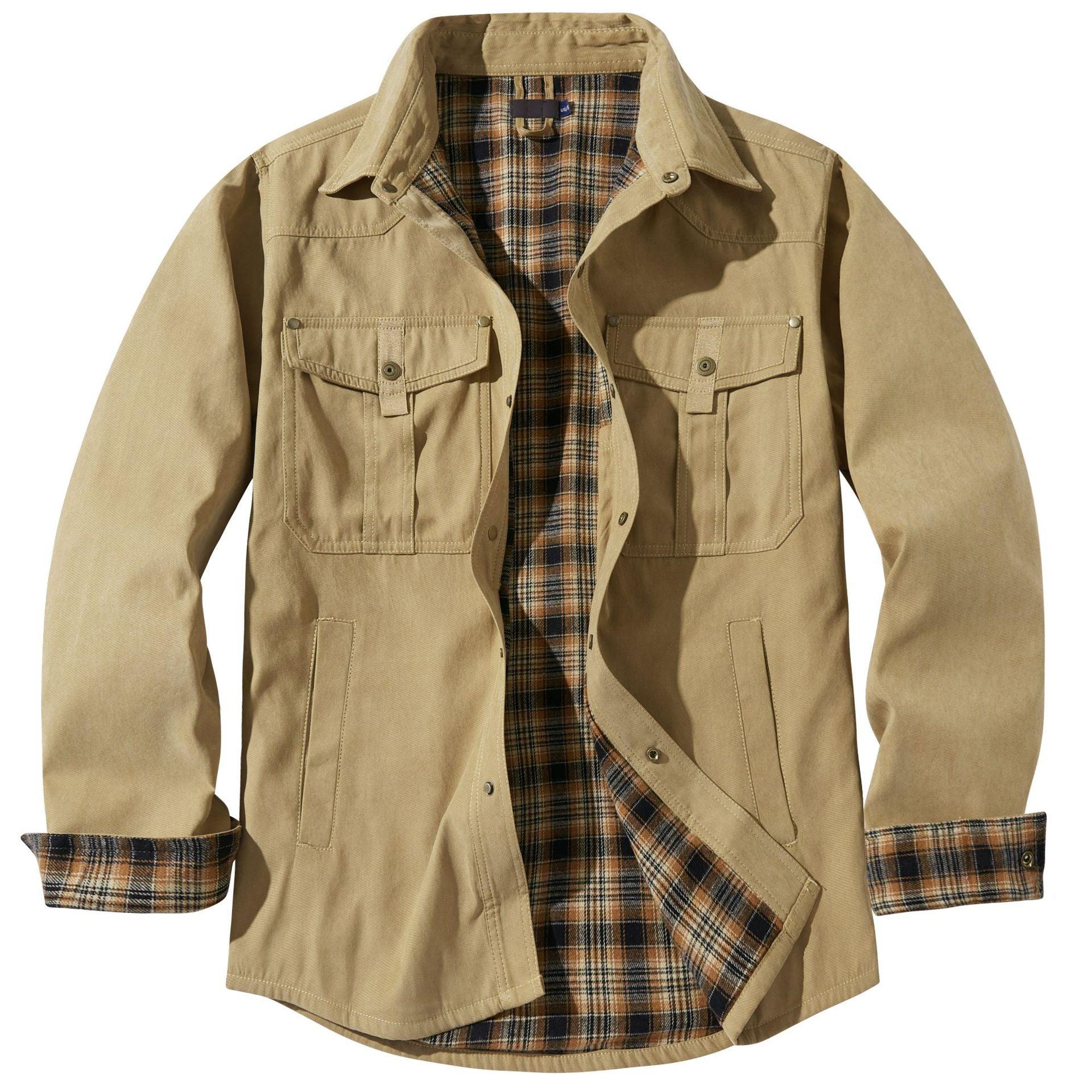 Lapel Plaid Flannel Casual Retro Western Style Jacket - Cruish Home