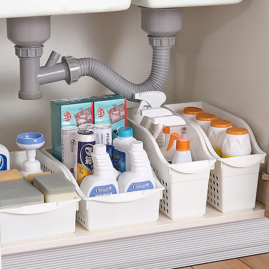 Movable Shelf For Supplies And Sundries Under Sink Storage Basket - Cruish Home