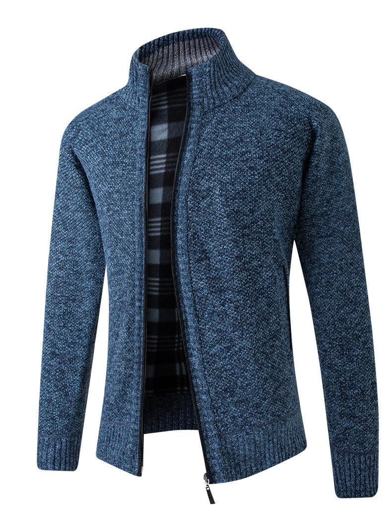 Men's Knitted Cardigan With Plush Coat, Loose And Fat, Large - Cruish Home