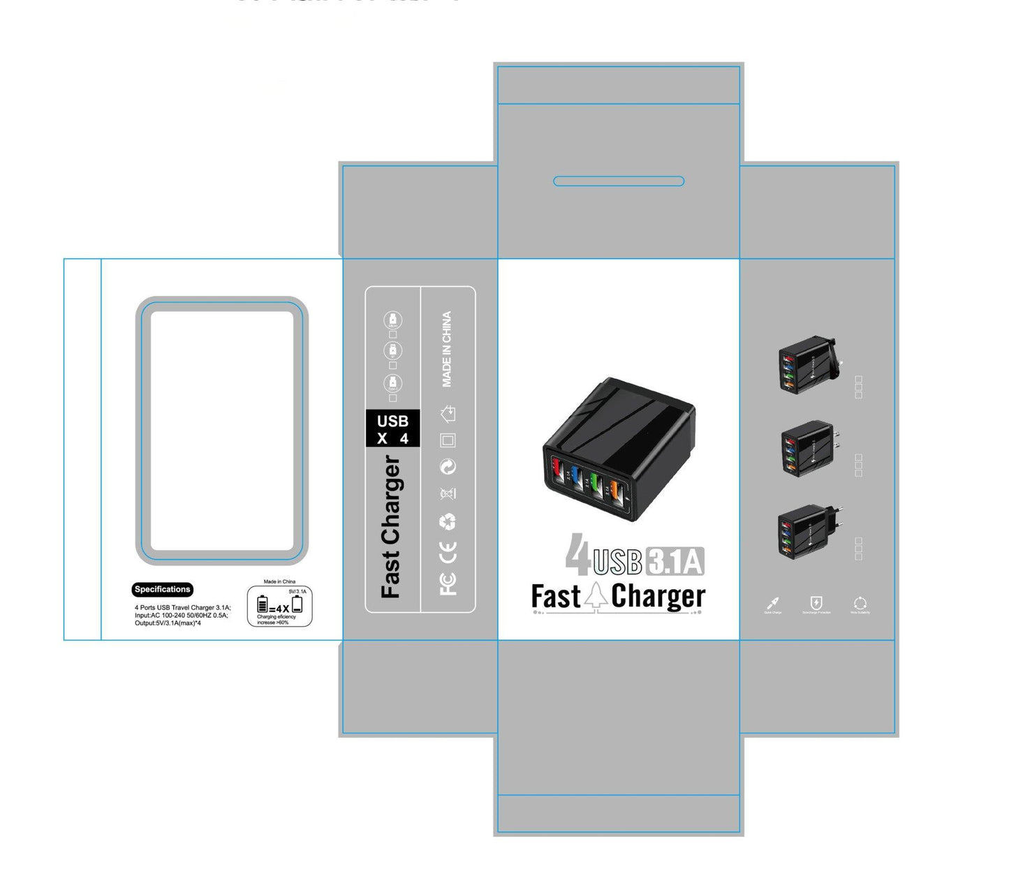 USB Charger Quick Charge 3.0 4 Phone Adapter For Tablet Portable Wall Mobile Charger Fast Charger - Cruish Home