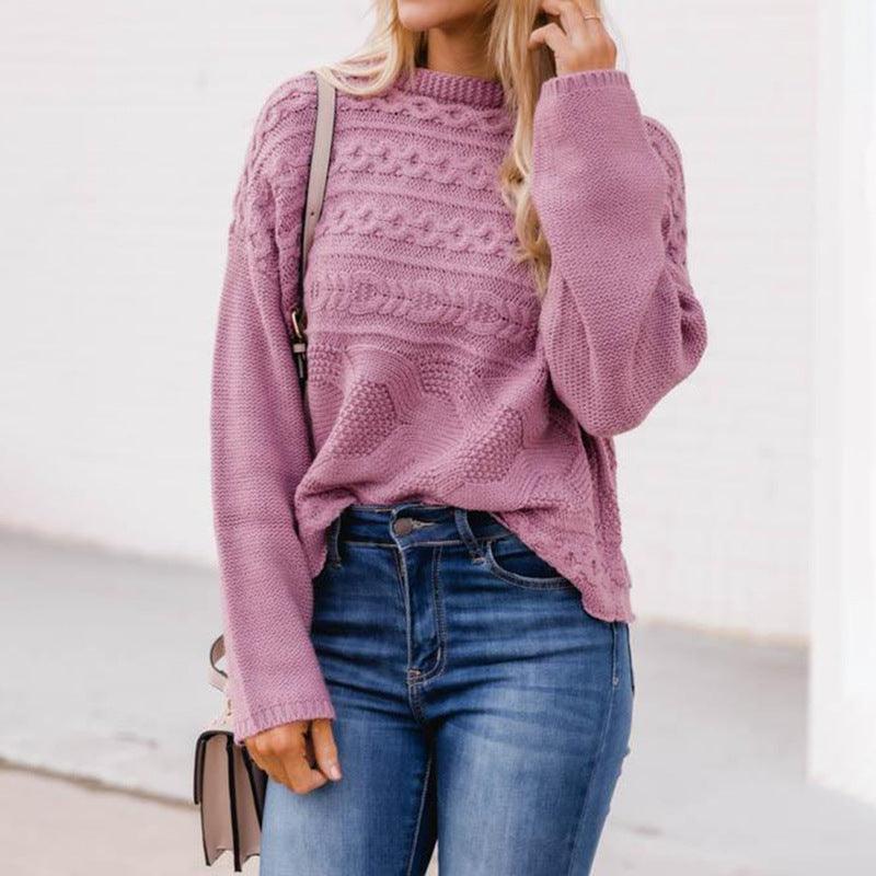 Women's Knitwear Round Neck Pullover Twist Sweater Women's Top - Cruish Home