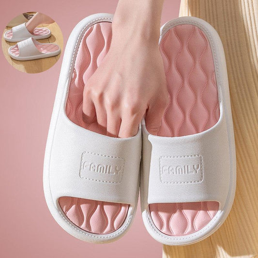 New Wave Pattern Design Slippers Indoor Fashion Two Colors House Shoes Non-slip Bathroom Slippers For Women Men - Cruish Home