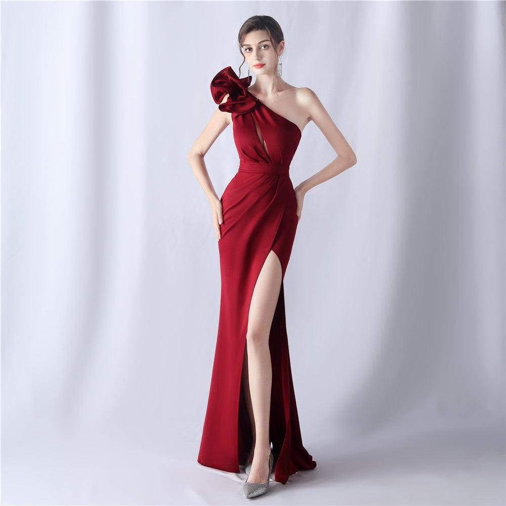 Craft Flower Evening Dress For Wedding Banquet Annual Meeting Dress Ladies - Cruish Home