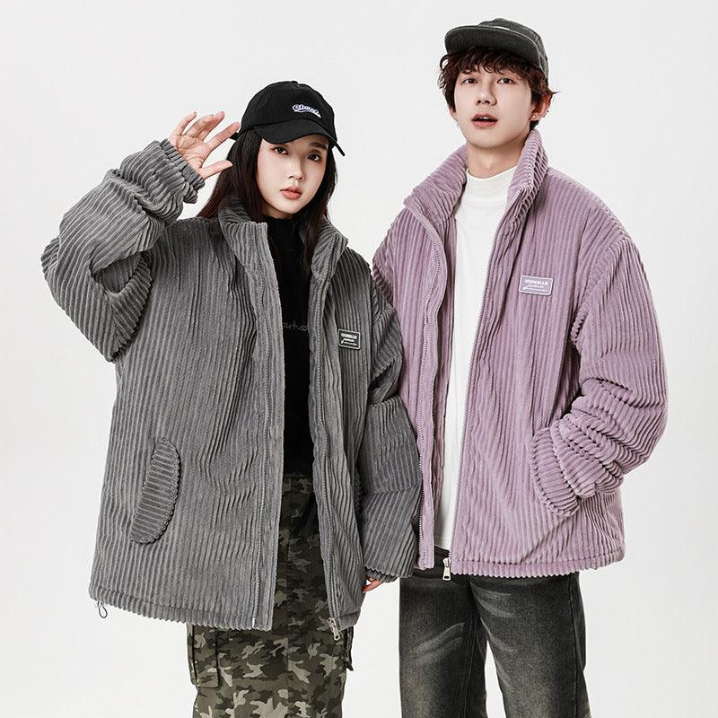 Stand Collar Corduroy Cotton Coat Men's Couple Thick Windproof Cotton-padded Coat American Retro Cold-resistant Coat - Cruish Home