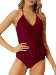 Ladies Fashion Cutout Lace-Up Halter Swimsuit - Cruish Home