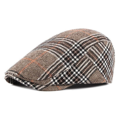 Men's British Vintage Check Woolen Duck Tongue Beret - Cruish Home