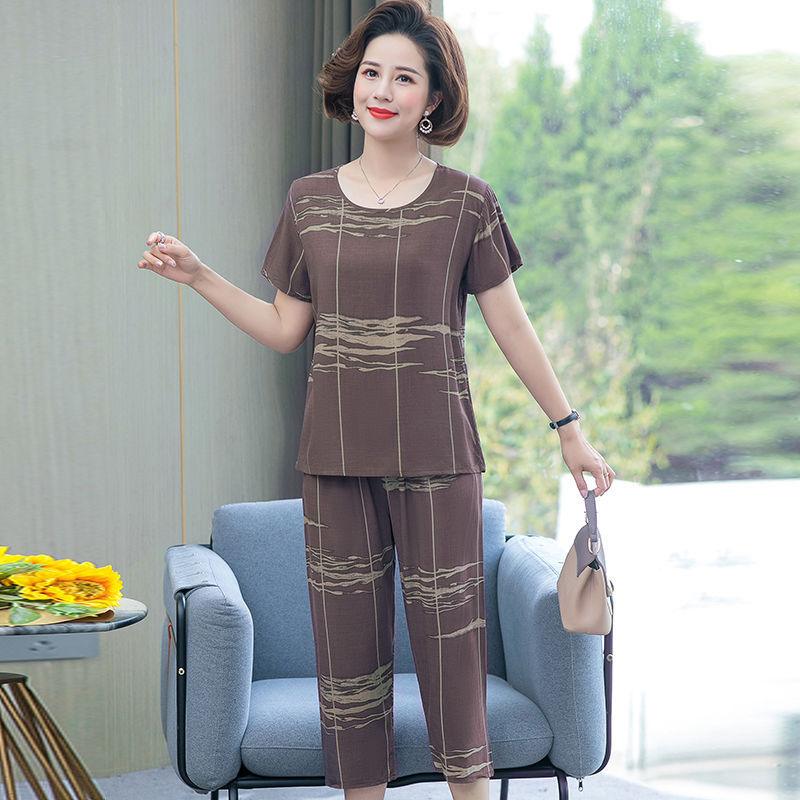 Large Size Top Grandma Short-sleeved T-shirt Middle-aged And Elderly Suit - Cruish Home