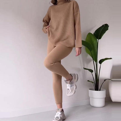 Casual Turtleneck Long Sleeve Base Sweater Set - Cruish Home