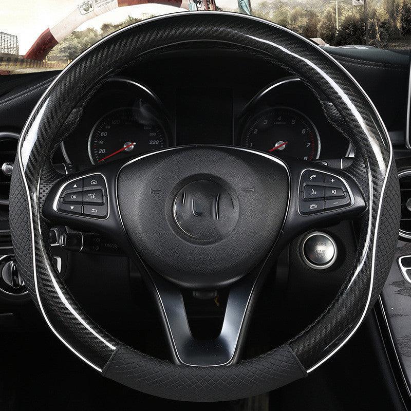 Car Steering Wheel Cover Round Handle Cover Carbon Fiber Texture - Cruish Home