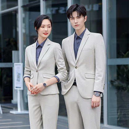 Grain Micro-elastic Workplace Random Combination Business Office Meeting Men's And Women's Same Suit - Cruish Home