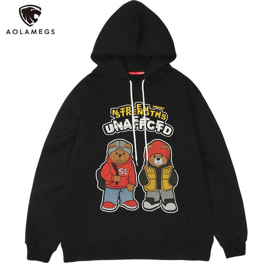 Hoodie Men Cartoon Fashion Bear Print Hooded Sweatshirts Couple Casual