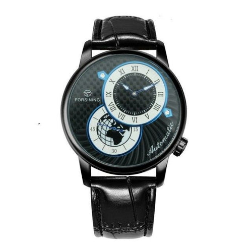 Marine Auto Mechanical Watch Mens Fashion 2 Dails Design Watches for