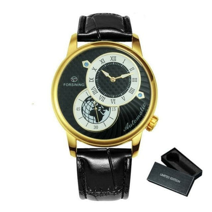 Marine Auto Mechanical Watch Mens Fashion 2 Dails Design Watches for