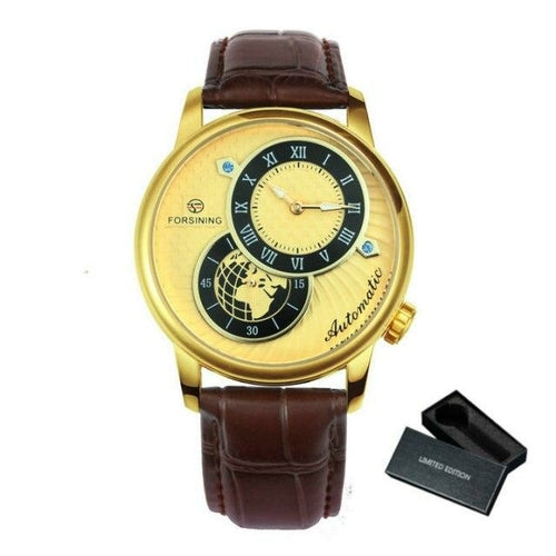 Marine Auto Mechanical Watch Mens Fashion 2 Dails Design Watches for