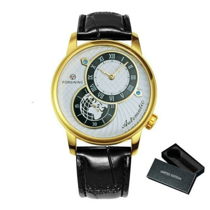 Marine Auto Mechanical Watch Mens Fashion 2 Dails Design Watches for