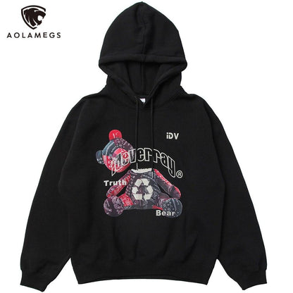 Hoodie Men Paisley Gothic Bear Printed Hooded Pullover Couple Fashion