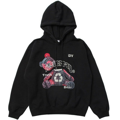 Hoodie Men Paisley Gothic Bear Printed Hooded Pullover Couple Fashion