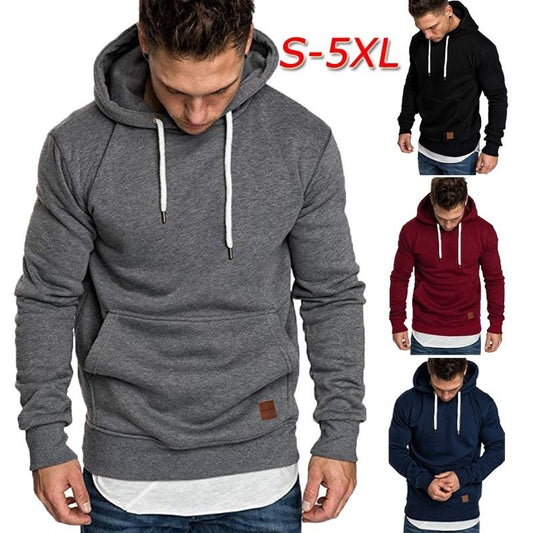 Wholesale custom fashion men's solid color outdoor sports hoodie