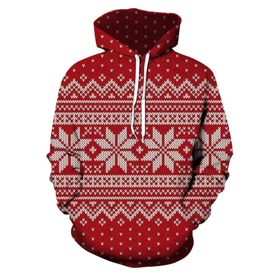 Men's Pattern 3D Printing Hoodie Party Fashion Tops Christmas Round